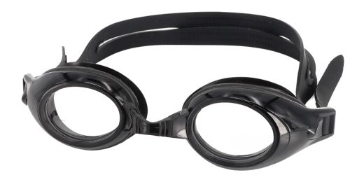 Pismo Prescription Swimming Goggle - Black Swimming Glasses - Nose Clip, Ear Plugs and Watertight Case Included