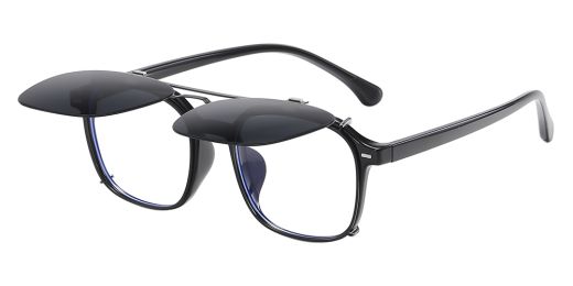 Geneva Prescription Eyeglasses - Polarized Clip On Sunglasses - Dual Detachable and Flip Up Design for Indoor Outdoor Use