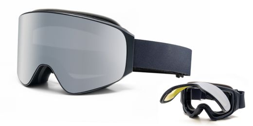 Flip Up Keystone Prescription Ski and Snowboard Goggles Silver - Flip Up Design - Dual Layer Anti Fog Lenses - Impact Resistance and UV Blocking Lenses