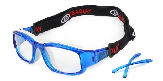 Alberta Blue Prescription Sports Goggles - Interchangeable temple arms and headband - Soccer, Basketball, Baseball